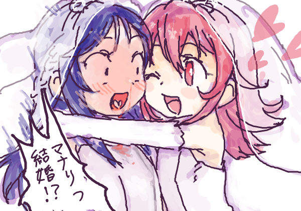hishikawa rikka and aida mana (precure and 1 more) drawn by yuucho
