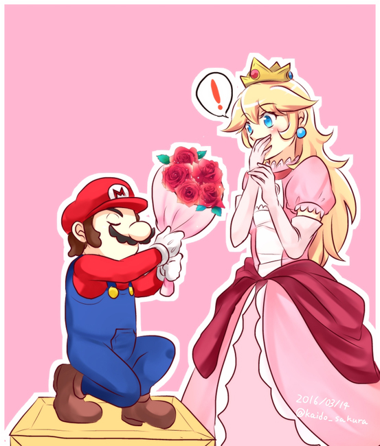 princess peach and mario (mario) drawn by kaidou_mitsuki