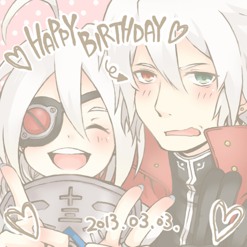 ragna the bloodedge and nu-13 (blazblue) drawn by saria_(tortart)