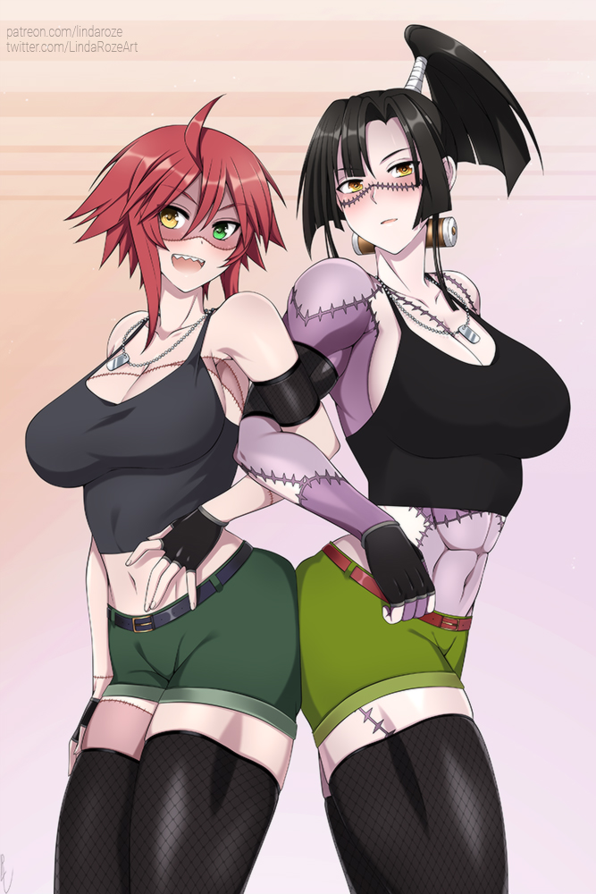 zombina and kunai zenow (monster musume no iru nichijou and 1 more) drawn by lindaroze