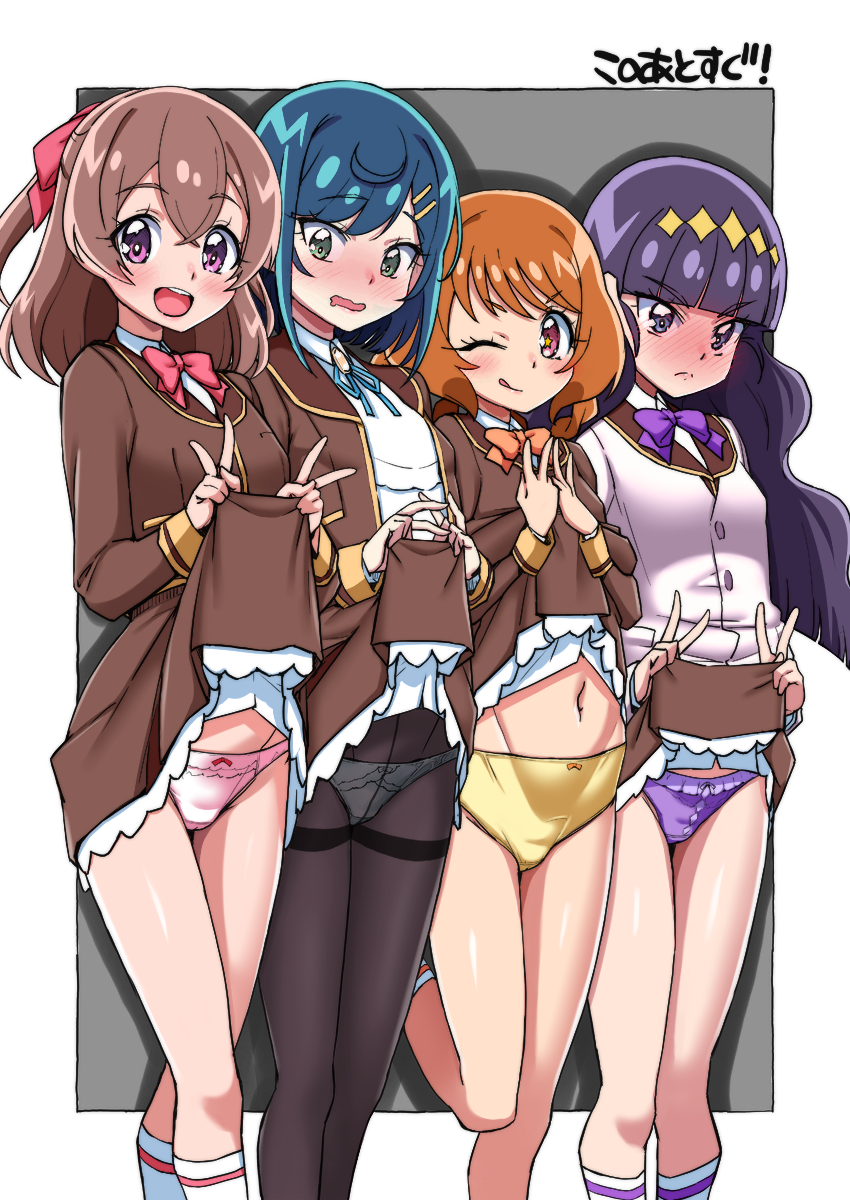 nagomi yui, fuwa kokone, kasai amane, and hanamichi ran (precure and 1 more) drawn by asortofcolorfag and miyagoe_yoshitsuki