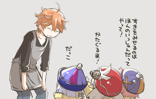 tartaglia, klee, qiqi, and diona (genshin impact) drawn by kinatsu_k