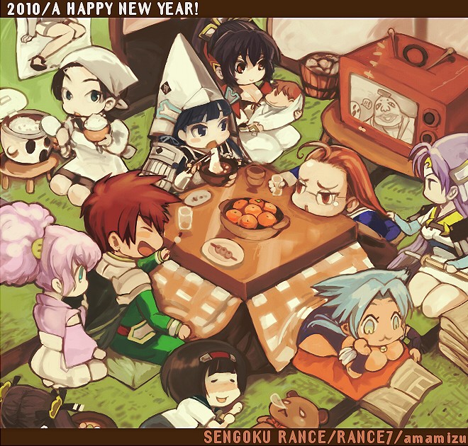 rance, uesugi kenshin, sill plain, suzume, oda kou, and 7 more (rance and 1 more) drawn by amamizu_(chetore)