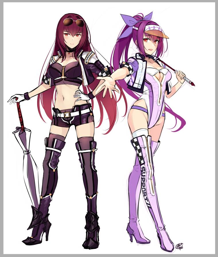 scathach and scathach skadi (fate and 1 more) drawn by okitakung