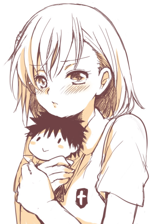 misaka mikoto and kamijou touma (toaru majutsu no index) drawn by akina_tsukako