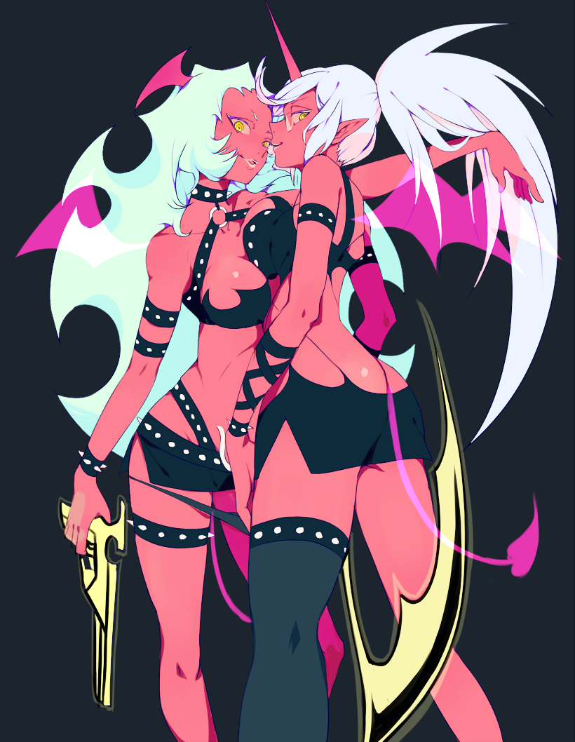 kneesocks and scanty (panty & stocking with garterbelt) drawn by kawwa