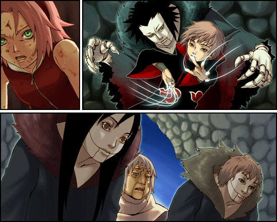 haruno sakura, sasori, third kazekage, and chiyo (naruto and 1 more) drawn by kobashi