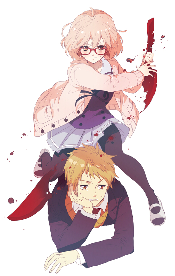 kuriyama mirai and kanbara akihito (kyoukai no kanata) drawn by mozzu