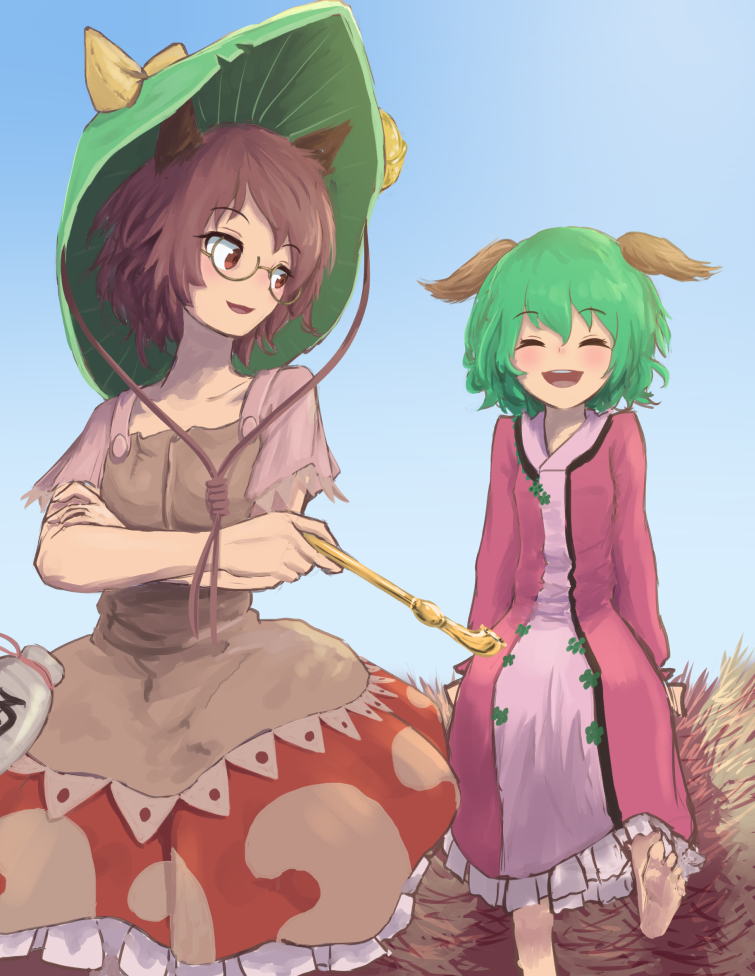 kasodani kyouko and futatsuiwa mamizou (touhou) drawn by roke_(taikodon)