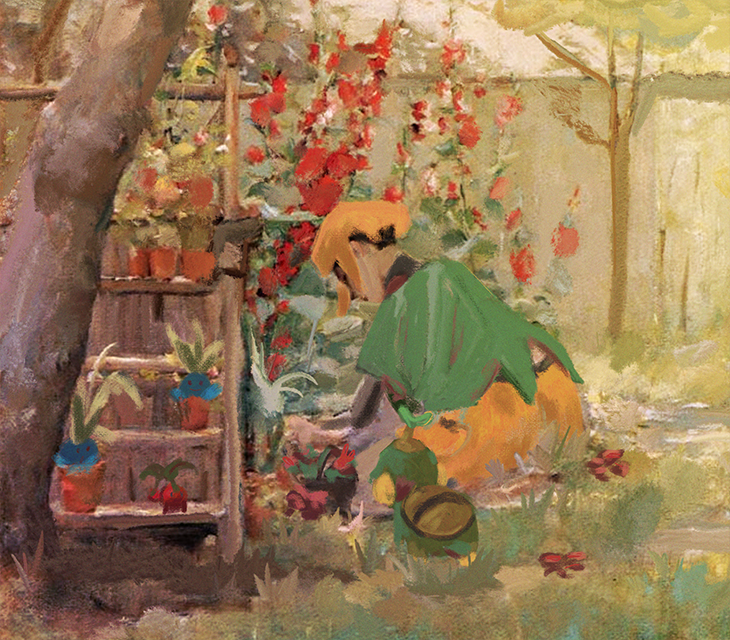 turtwig, oddish, gardenia, and cherubi (pokemon and 1 more) drawn by traceysketchit