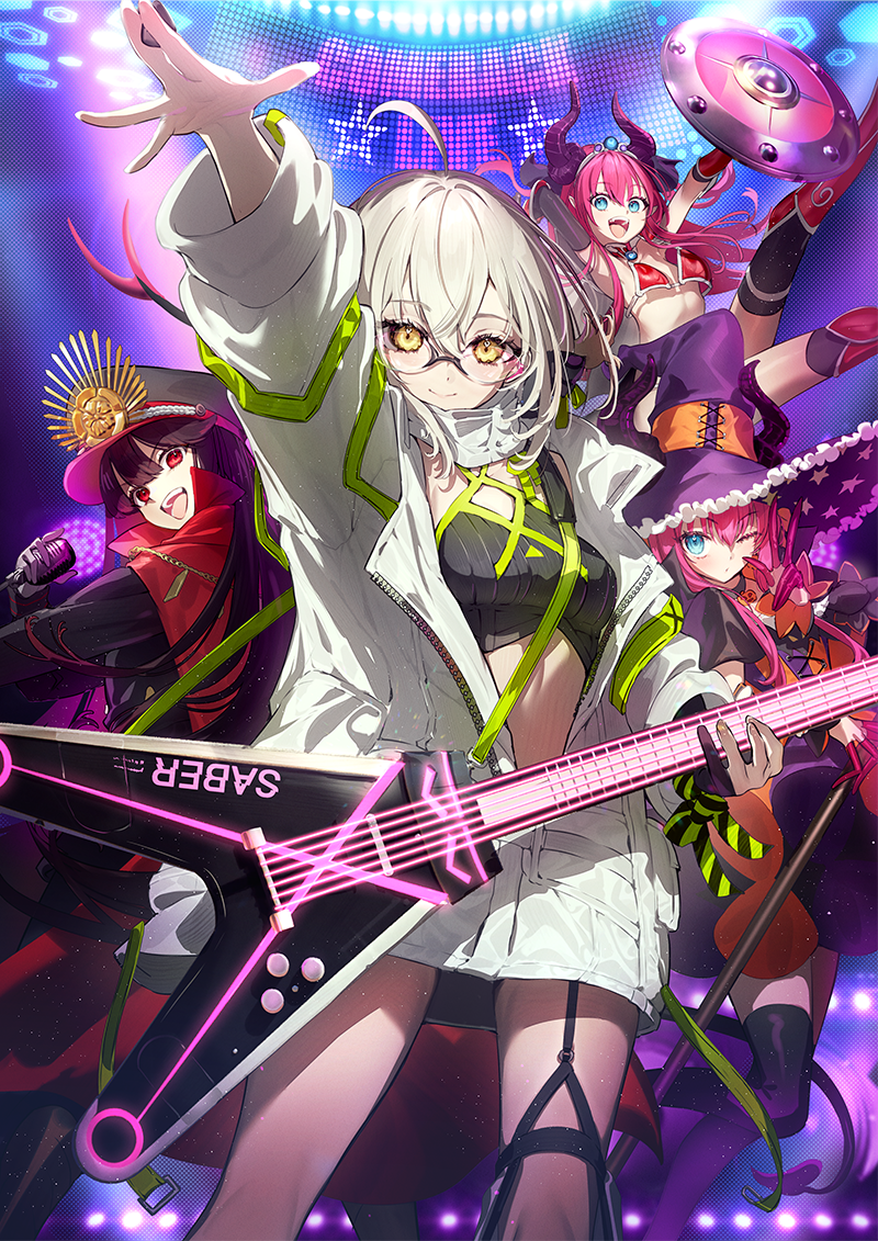 artoria pendragon, oda nobunaga, elizabeth bathory, and mysterious idol x alter (fate and 1 more) drawn by galibo