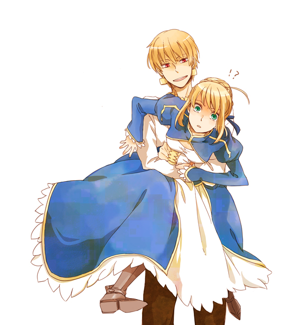 artoria pendragon, saber, and gilgamesh (fate and 2 more) drawn by chaki_(chaki14)