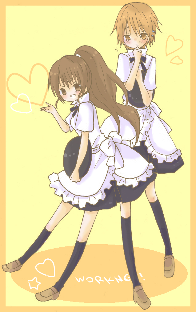 taneshima popura and inami mahiru (working!!) drawn by nayu_(rhododendron)