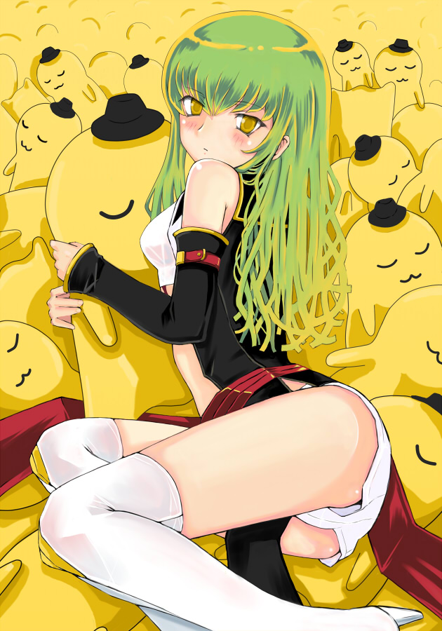 c.c. and cheese-kun (code geass and 1 more) drawn by akaha