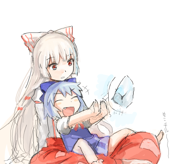 cirno and fujiwara no mokou (touhou) drawn by yoplait