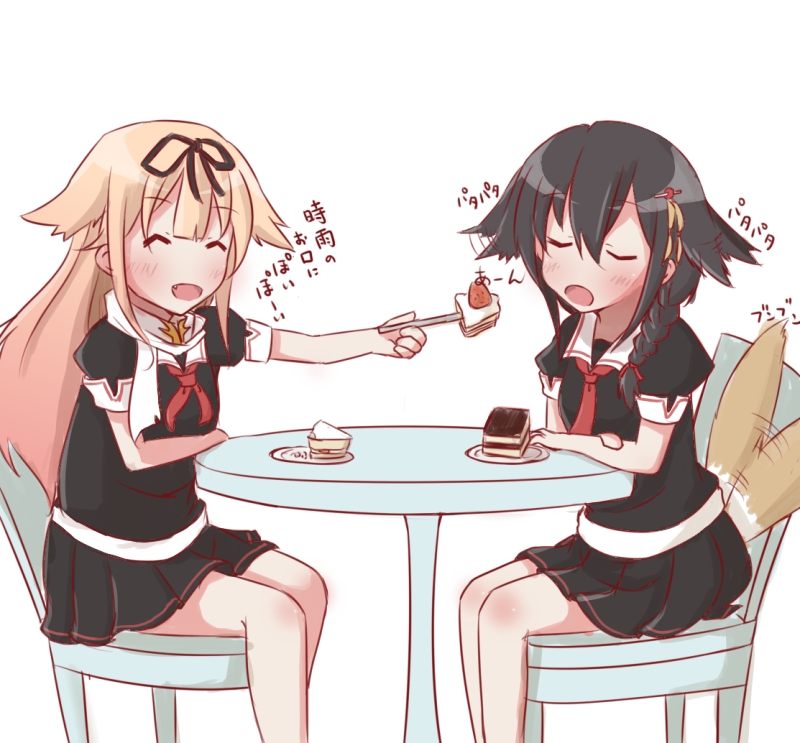 shigure, yuudachi, shigure kai ni, and yuudachi kai ni (kantai collection) drawn by nanase-san_(honey_be)