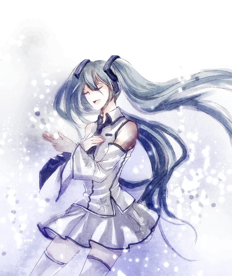 hatsune miku and yuki miku (vocaloid) drawn by shinhwe