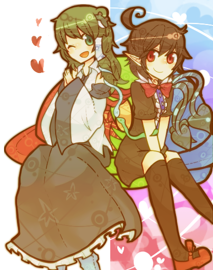 kochiya sanae and houjuu nue (touhou) drawn by itomugi-kun