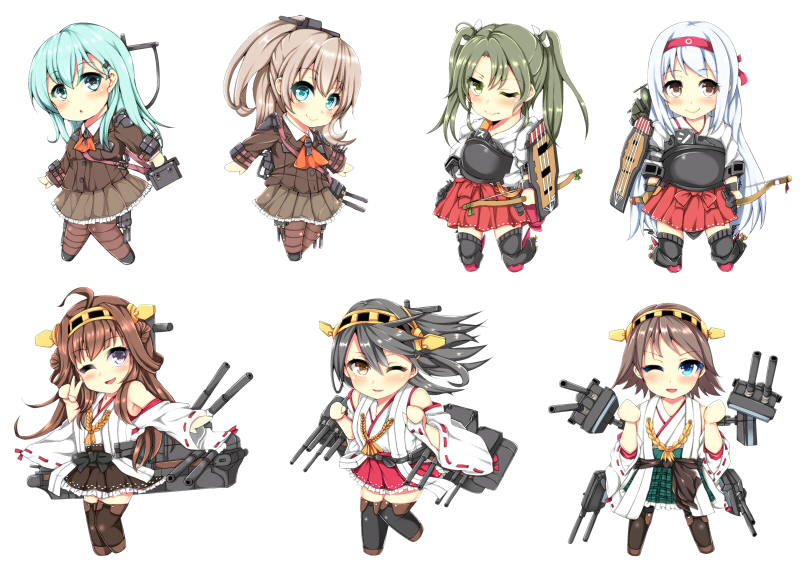 kongou, zuikaku, haruna, suzuya, shoukaku, and 2 more (kantai collection) drawn by arufu