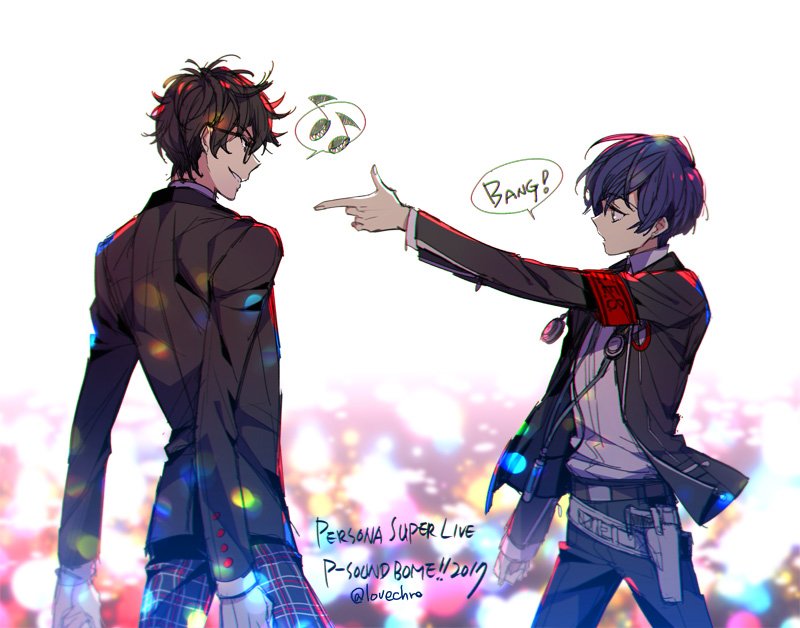 yuuki makoto and amamiya ren (persona and 5 more) drawn by lovechro