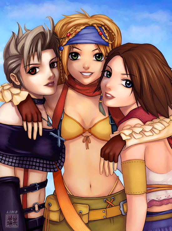yuna, rikku, thief, gunner, and paine (final fantasy and 2 more)