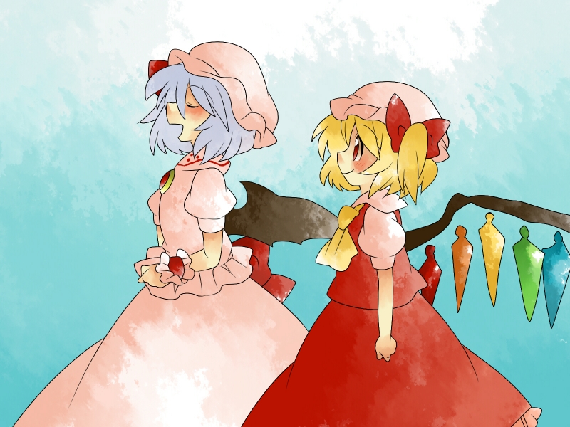 remilia scarlet and flandre scarlet (touhou) drawn by hammer_(sunset_beach)