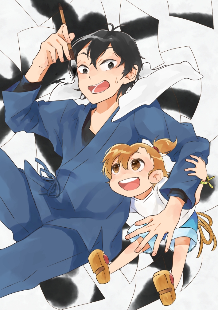 kotoishi naru and handa seishuu (barakamon) drawn by an_mochi