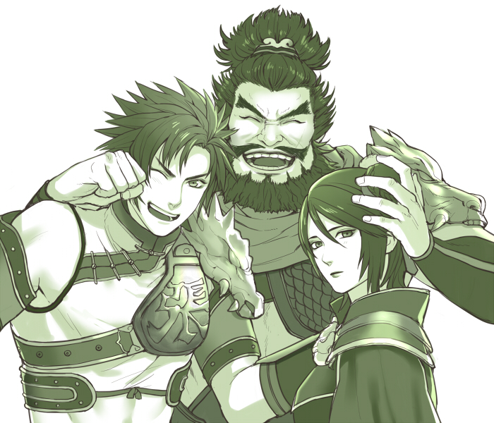 xing cai, zhang fei, and zhang bao (shin sangoku musou) drawn by minato_(robin)