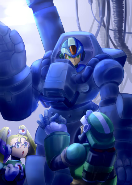 x, pallette, ride armor, and douglas (mega man and 1 more) drawn by ysd