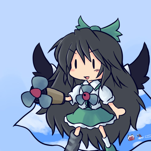 reiuji utsuho (touhou and 1 more) drawn by 216
