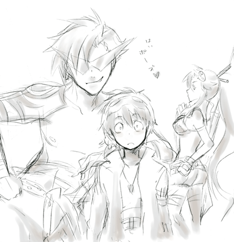 yoko littner, simon, and kamina (tengen toppa gurren lagann)