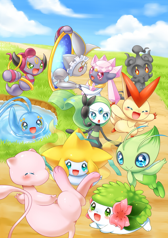 jirachi, mew, celebi, shaymin, meloetta, and 6 more (pokemon) drawn by aimi_(aimia492)