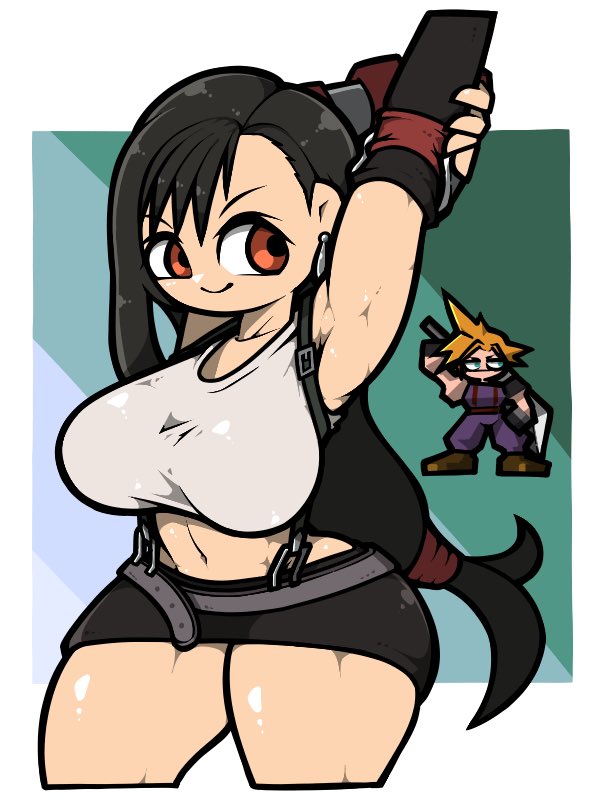 tifa lockhart and cloud strife (final fantasy and 1 more) drawn by name_omoitukan2
