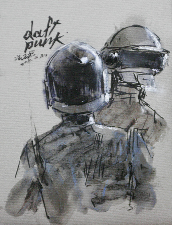 thomas bangalter and guy-manuel de homem-christo (daft punk) drawn by guan-yu_chen