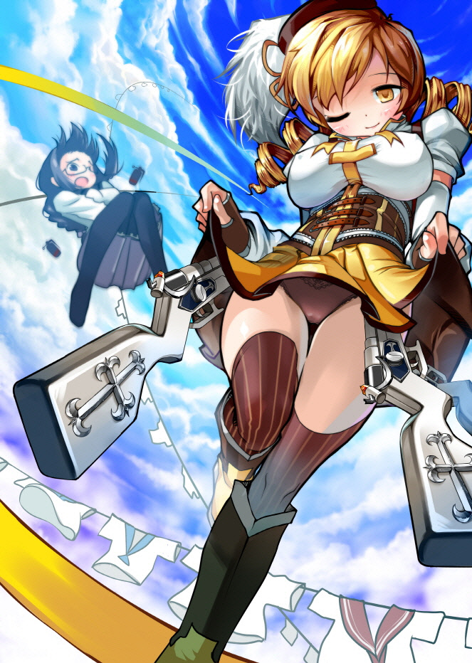 akemi homura and tomoe mami (mahou shoujo madoka magica) drawn by rheez