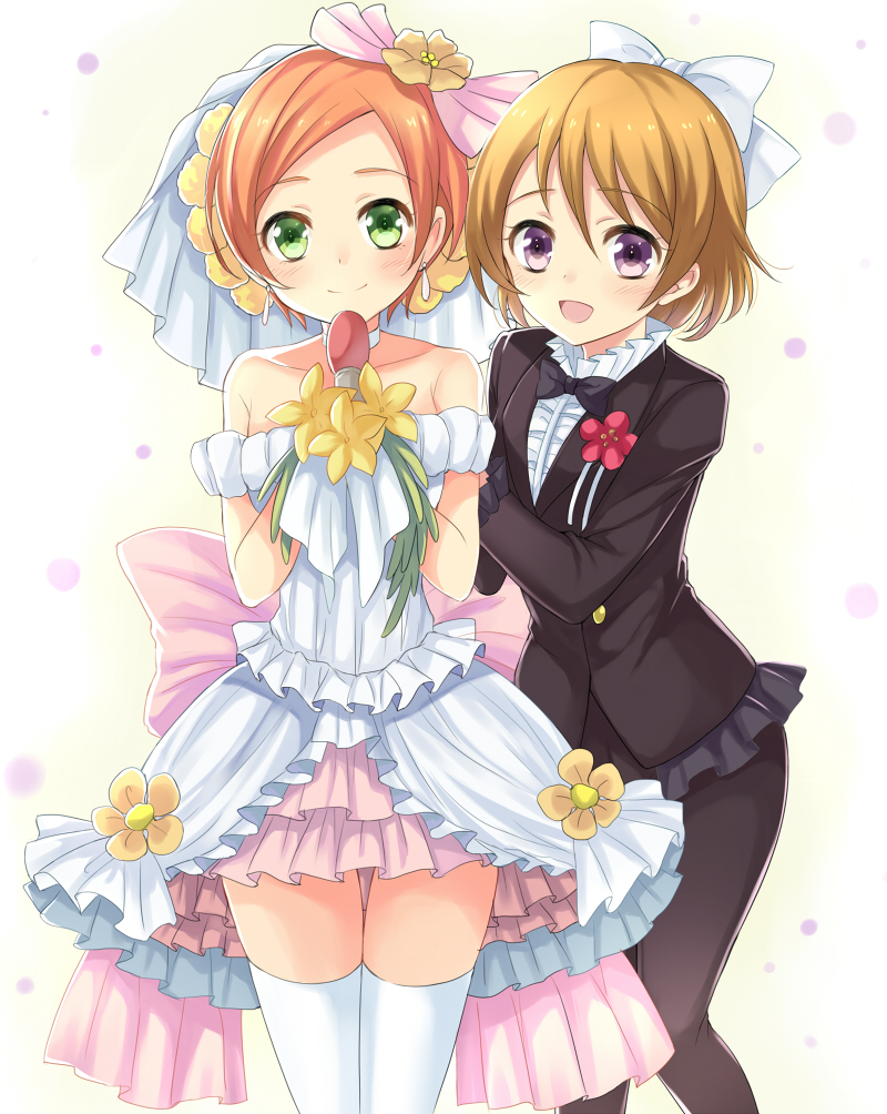 hoshizora rin and koizumi hanayo (love live! and 1 more) drawn by harimoji