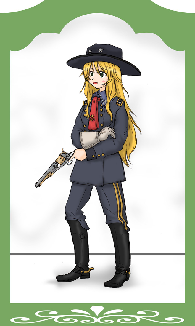 hoshii miki and george armstrong custer (idolmaster) drawn by ernest_(sieg1945)