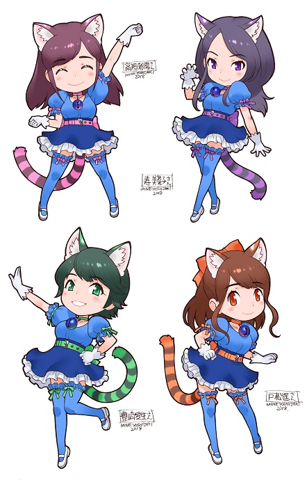 toyosaki aki, tomatsu haruka, kotobuki minako, and takagaki ayahi (real life and 1 more) drawn by yoshizaki_mine