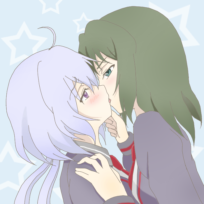 yukine chris and kohinata miku (senki zesshou symphogear) drawn by black-j