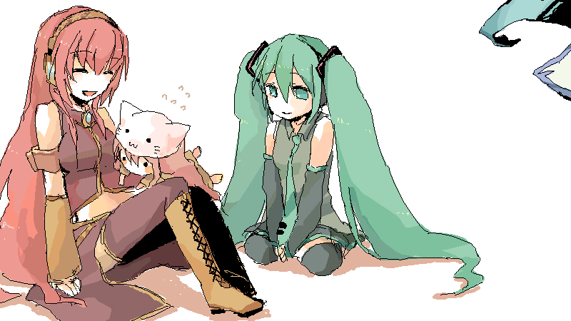 hatsune miku and megurine luka (vocaloid and 1 more) drawn by genmai