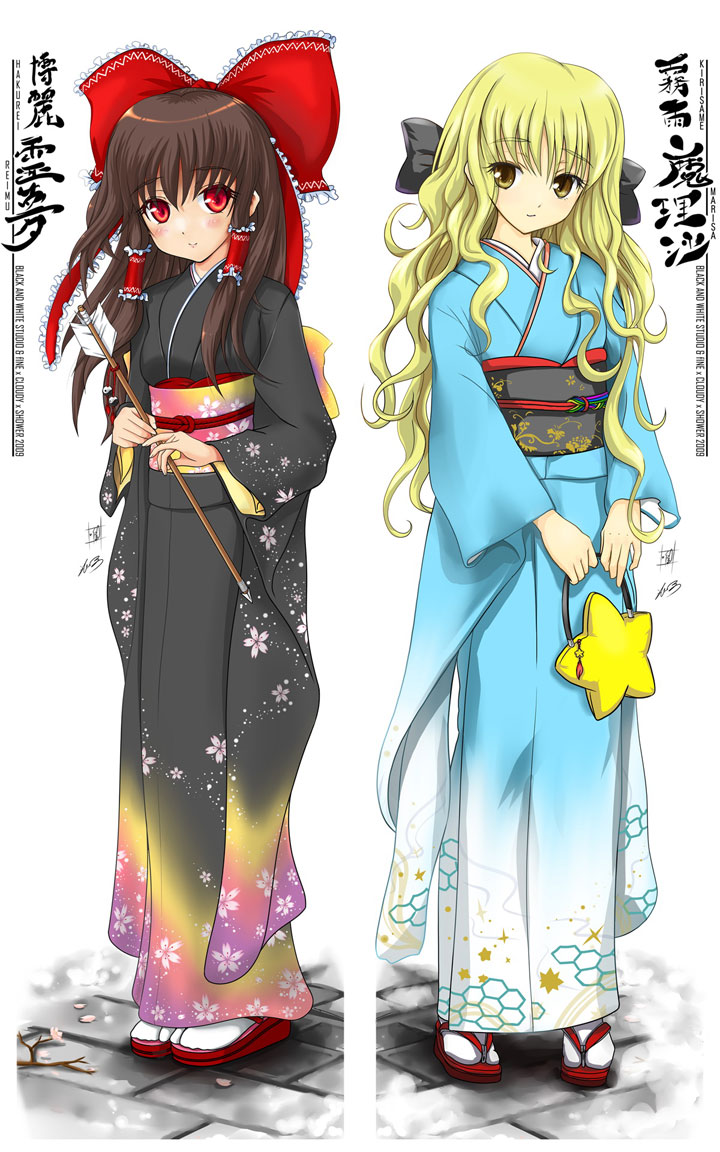 hakurei reimu and kirisame marisa (touhou) drawn by chunyan