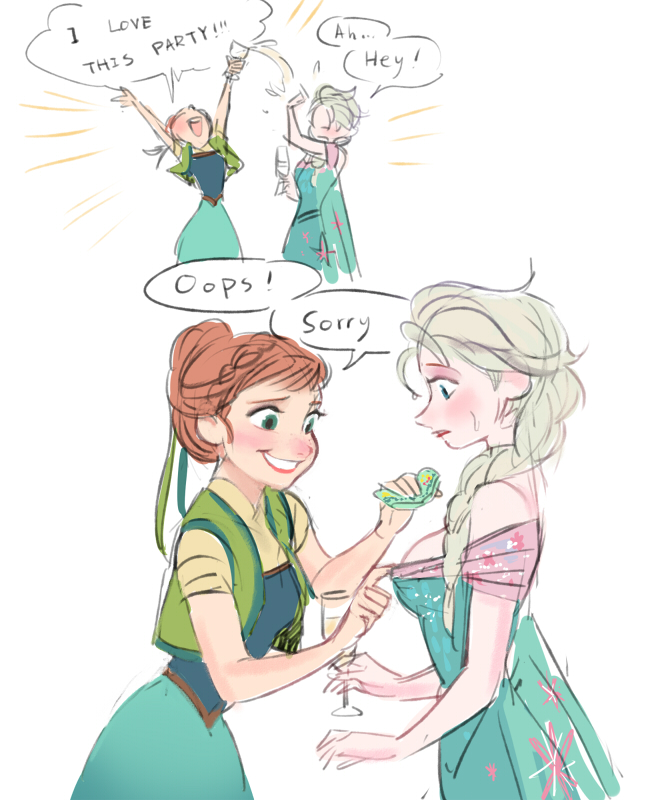 elsa and anna (frozen and 1 more) drawn by a-ka