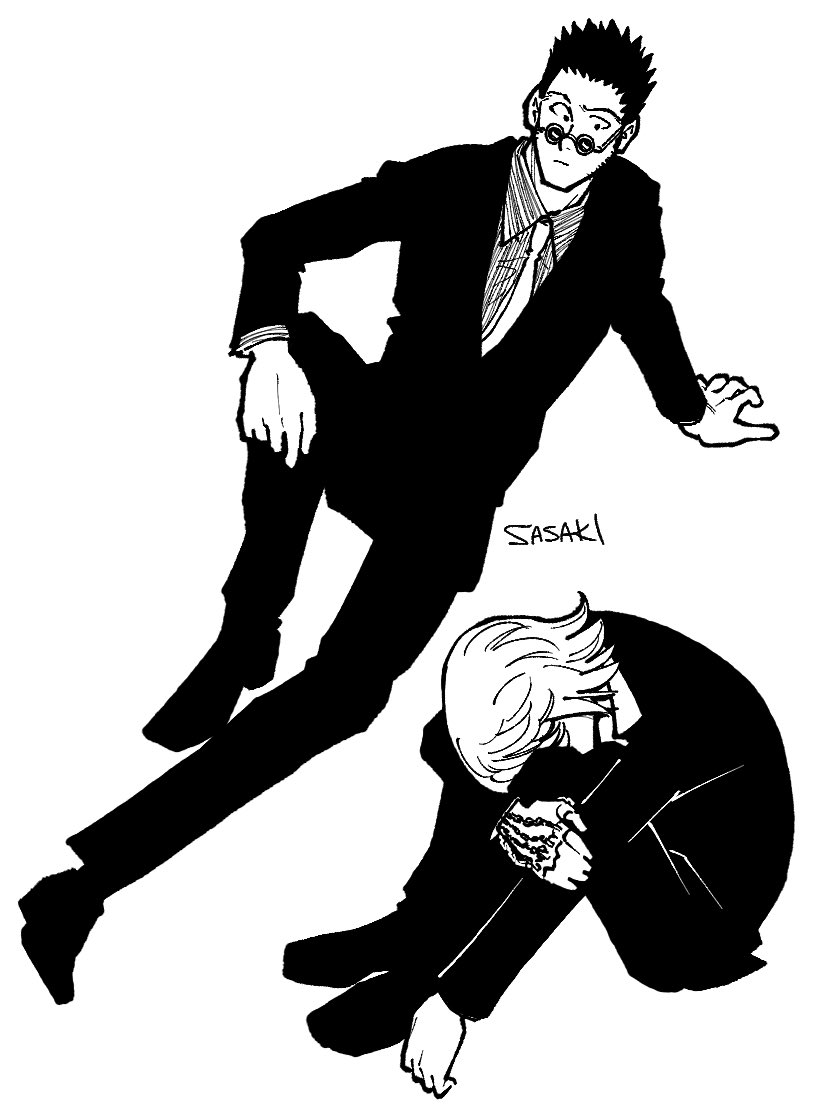 kurapika and leorio paladiknight (hunter x hunter) drawn by sasaki_koguma