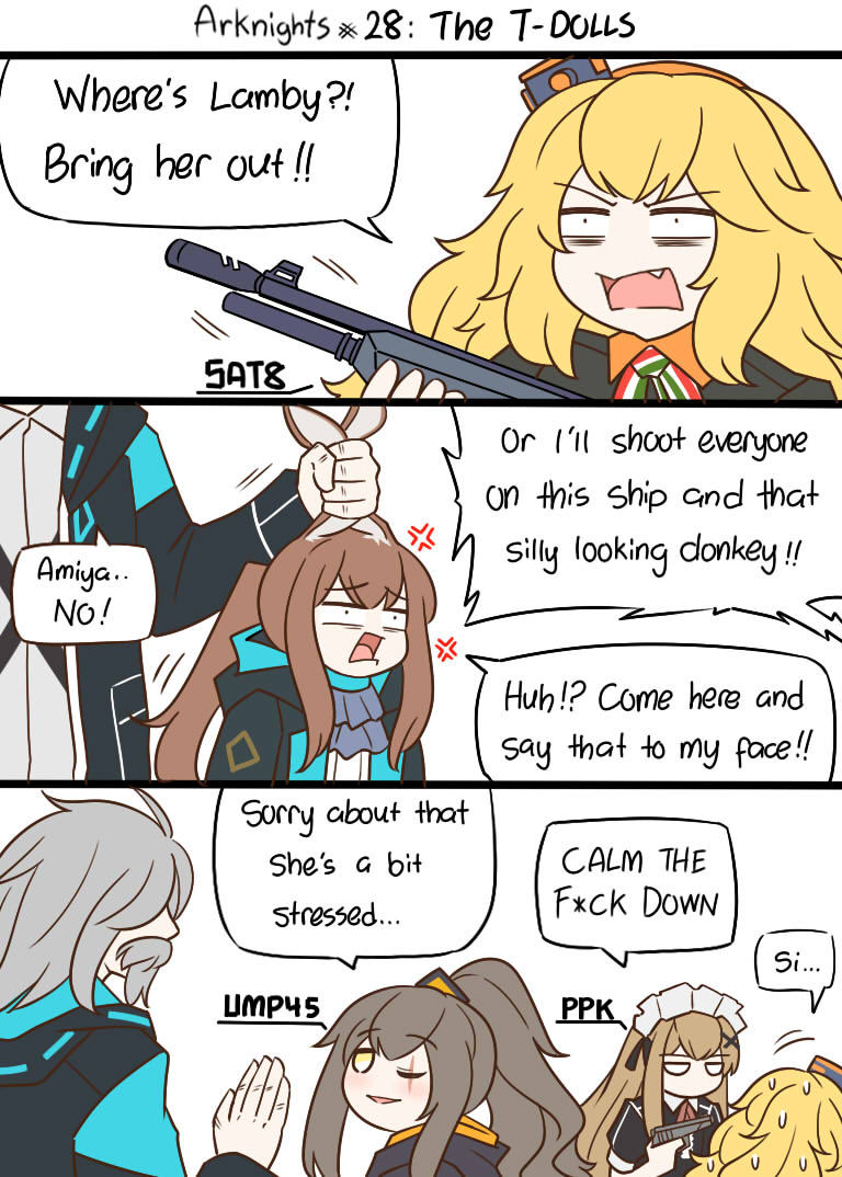 doctor, amiya, ump45, male doctor, s.a.t.8, and 2 more (arknights and 1 more) drawn by guin_guin