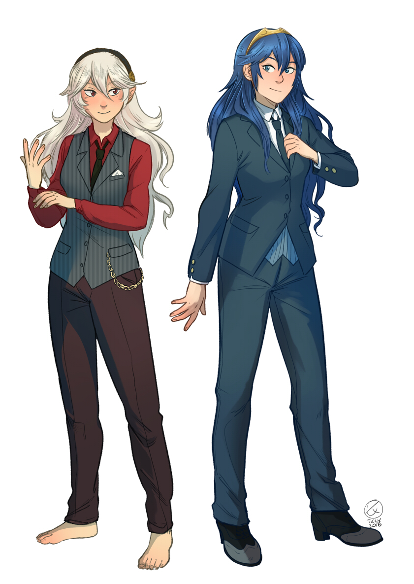 lucina and female corrin (fire emblem and 4 more) drawn by ticcy