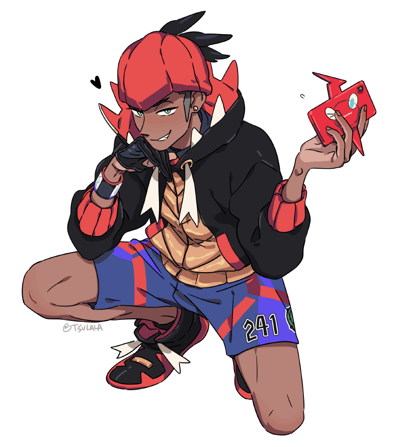 raihan, rotom, and rotom phone (pokemon and 1 more) drawn by rem_(tsulala)