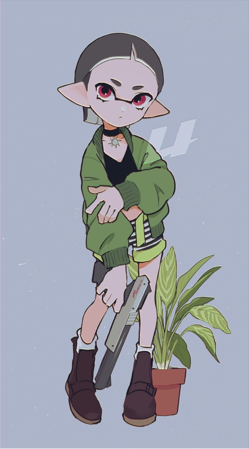 inkling player character and inkling girl (splatoon) drawn by imaikuy0