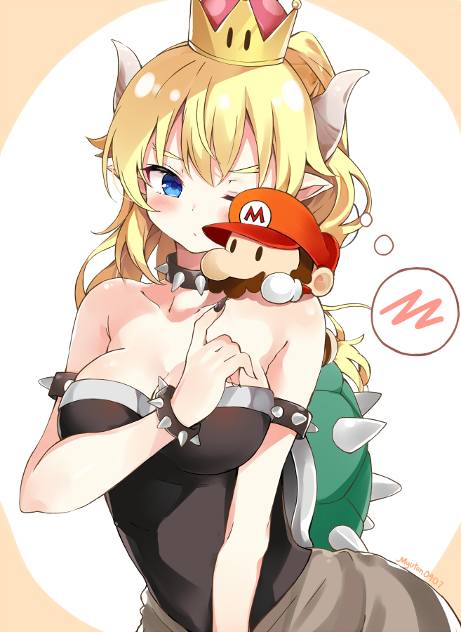 mario and bowsette (mario and 1 more) drawn by myuton