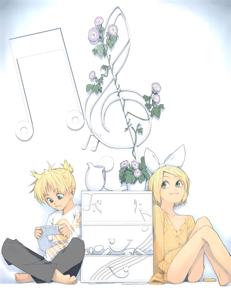 kagamine rin and kagamine len (vocaloid) drawn by akinbo_(hyouka_fuyou)