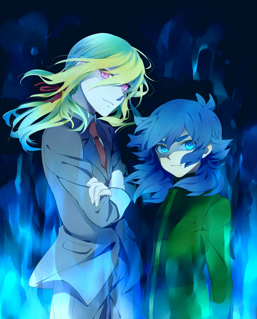 afuro terumi and kishibe taiga (inazuma eleven and 1 more) drawn by aipheion